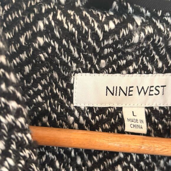 Nine West Black And White Wool Blend Coat Size Large - Picture 6 of 8